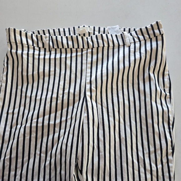 H&M Pants Womens Sz 16 White Black Striped Ankle Mid Rise Side Zipper 36x27 - Picture 8 of 11
